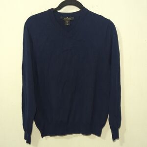 Daniel Bishop 100% Extra Fine Merino Wool V-Neck Sweater Blue Men's Size XL